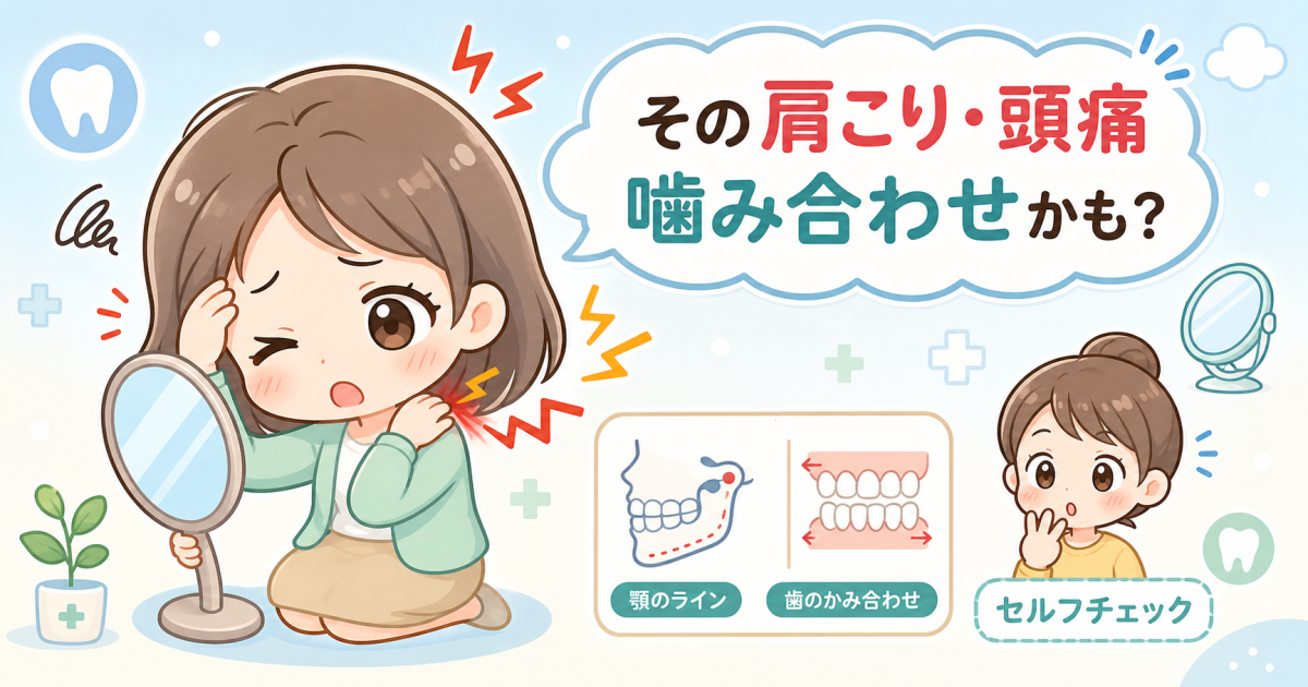 その肩こり・頭痛は噛み合わせ？自宅でできる簡単セルフチェック