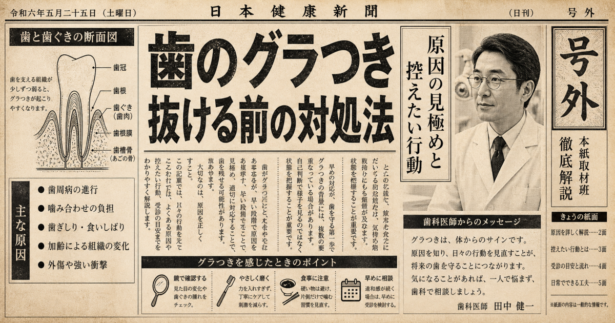 歯がグラグラで抜ける前の対処法!NG行動と歯を残す治療法