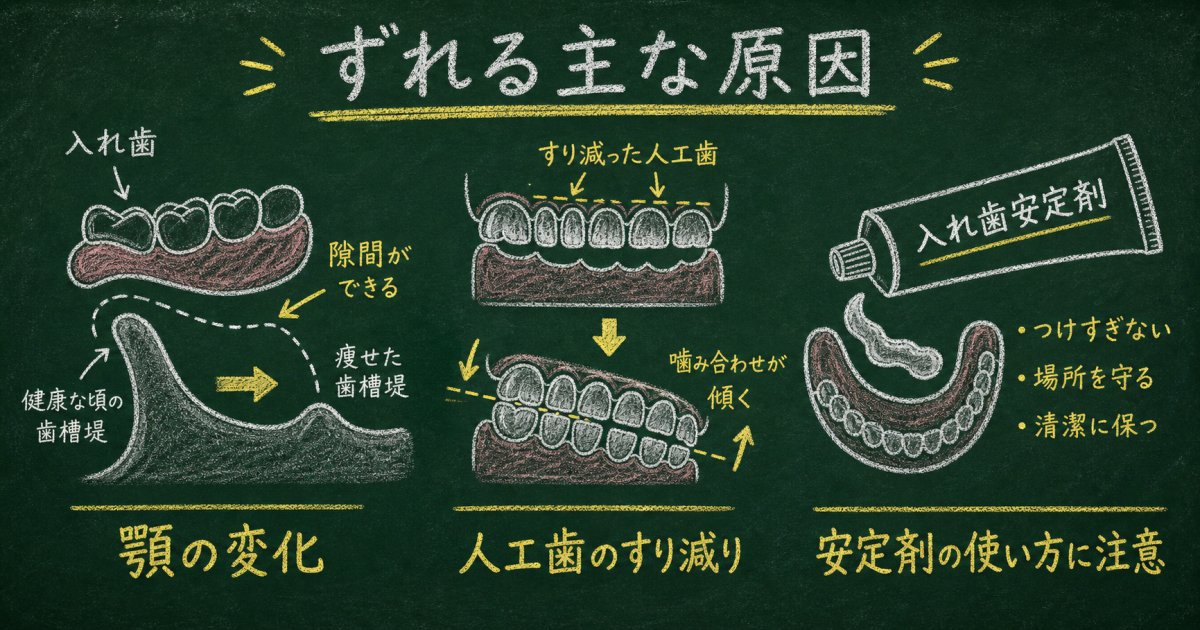 食事中に入れ歯がずれる・外れる根本的な原因