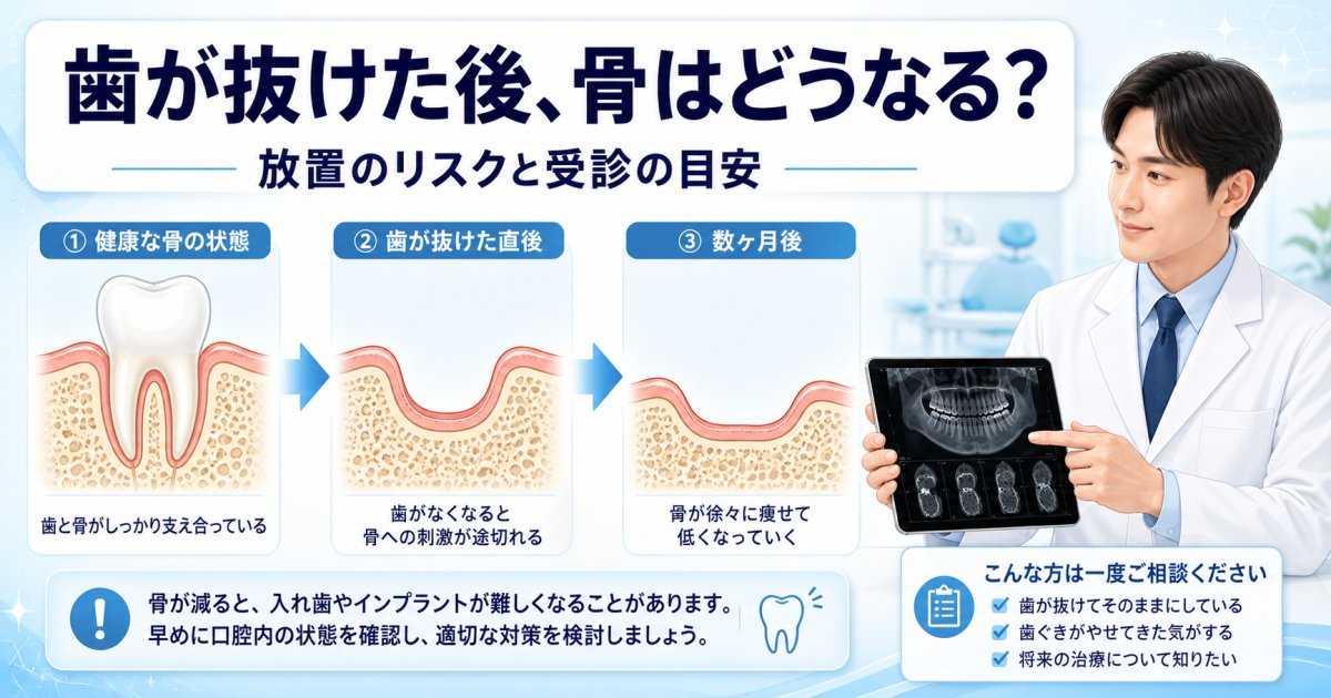 歯が抜けた後に骨が溶ける理由とは？放置のリスクと受診の目安