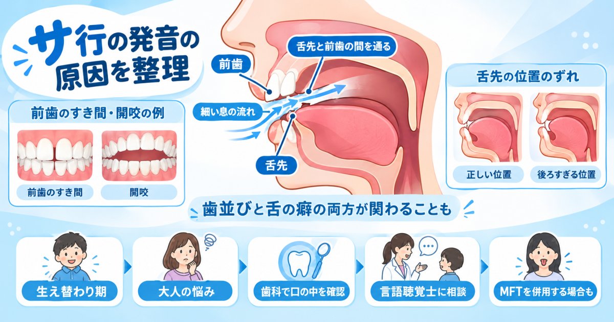 サ行の滑舌が悪いのは歯並びのせい？舌の動きも含めた原因の見分け方
